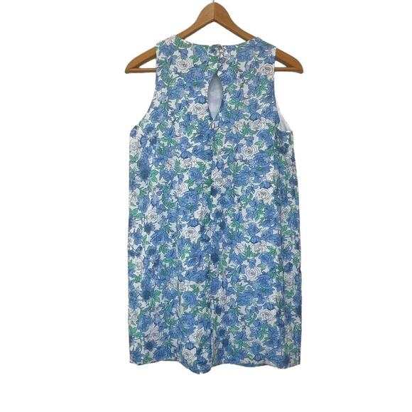 Poeta Floral Shift Dress Sz M Women’s NEW Sun Dress Tank Blue White Peekaboo - Picture 2 of 9